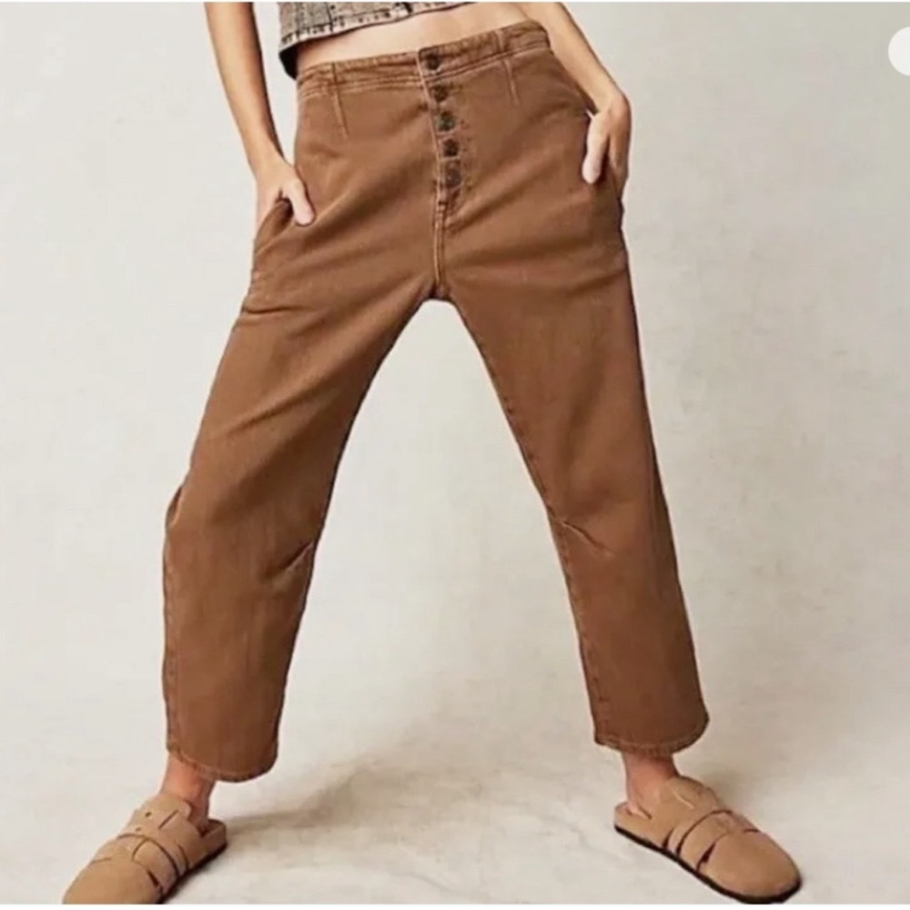 Free People Osaka Button Fly Pants Brown 26